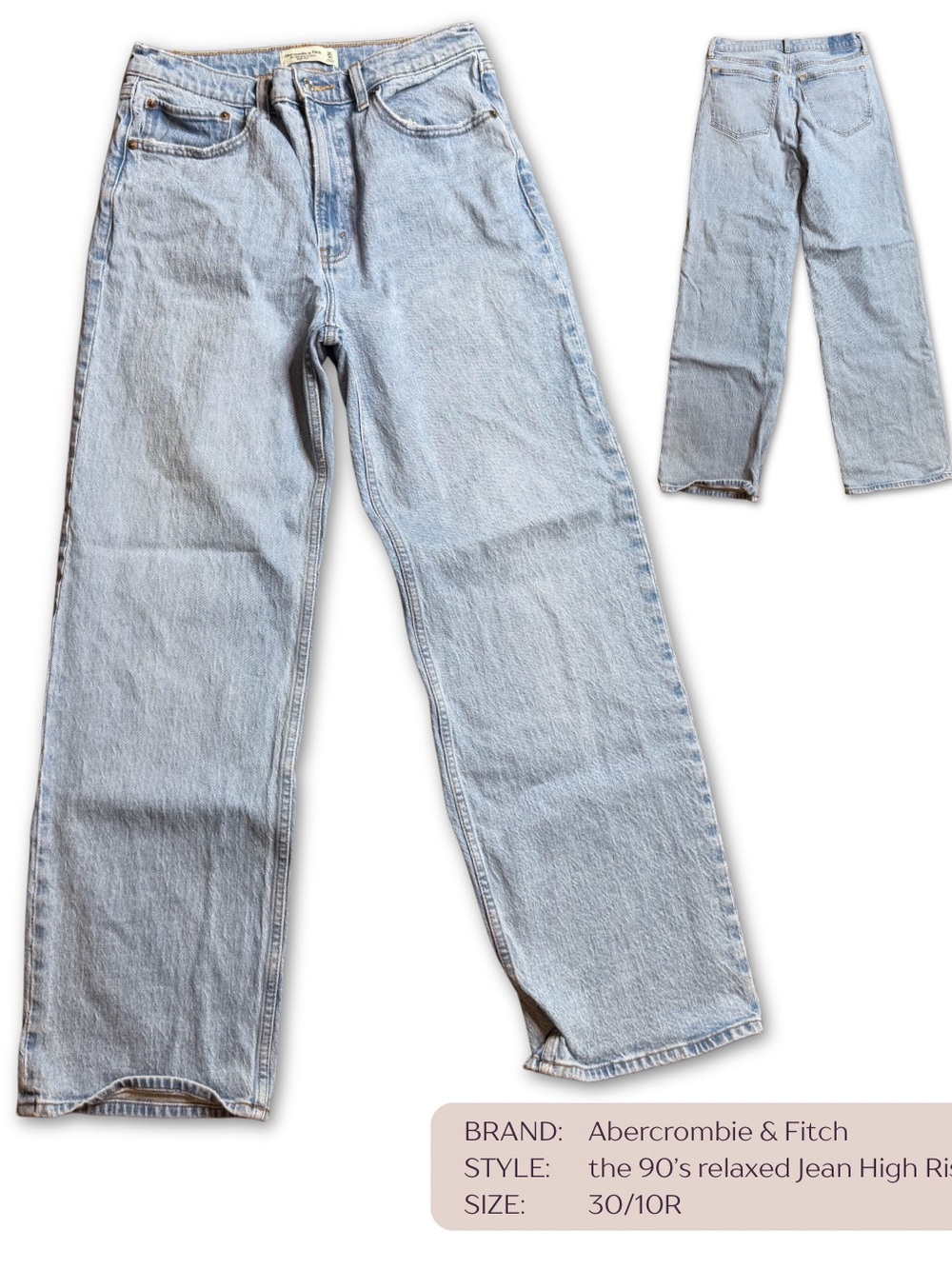 Abercrombie & Fitch Relaxed Straight Jeans in Light Wash Blue
